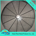 Black and white electric fan guard grill